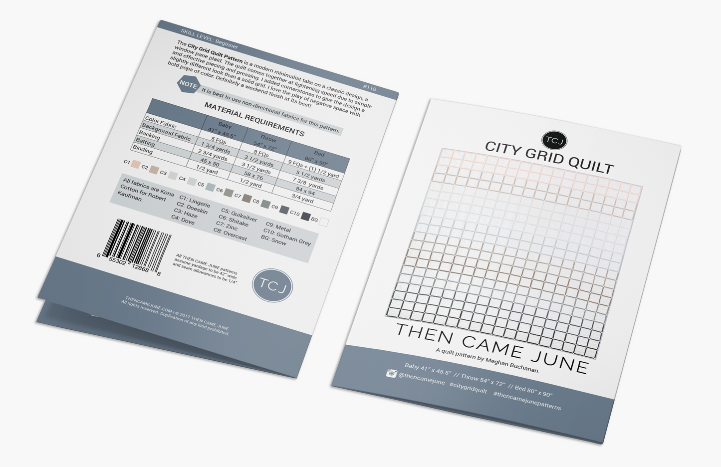 City Grid Quilt Pattern - Printed