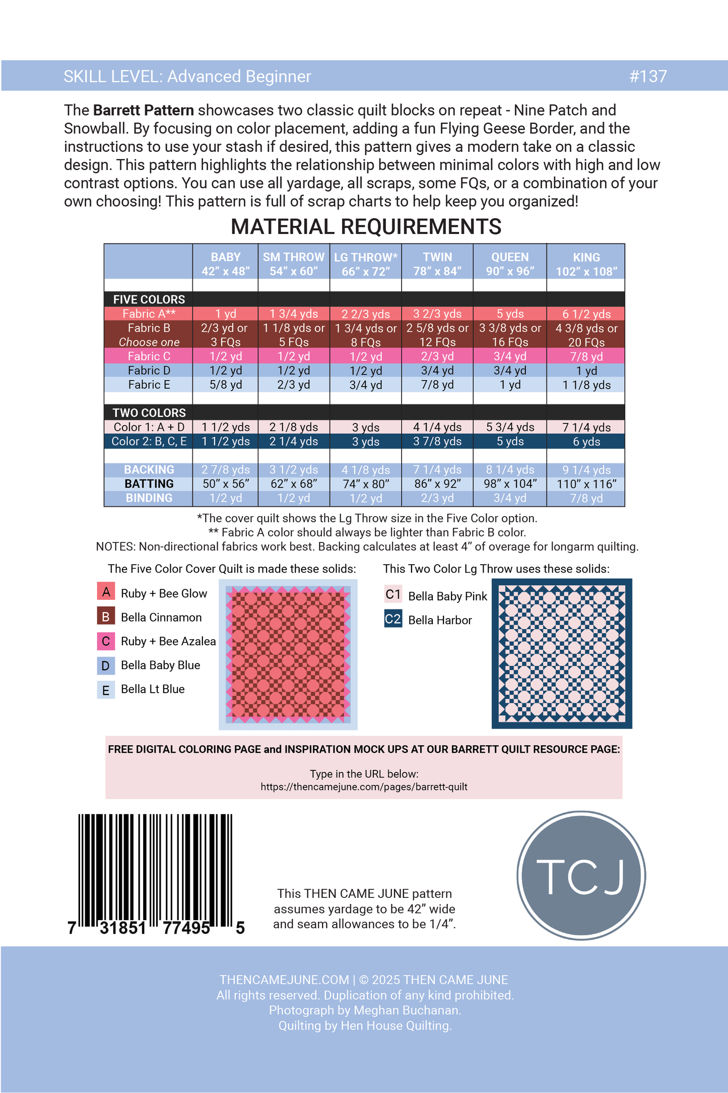 Barrett Quilt Pattern - PDF