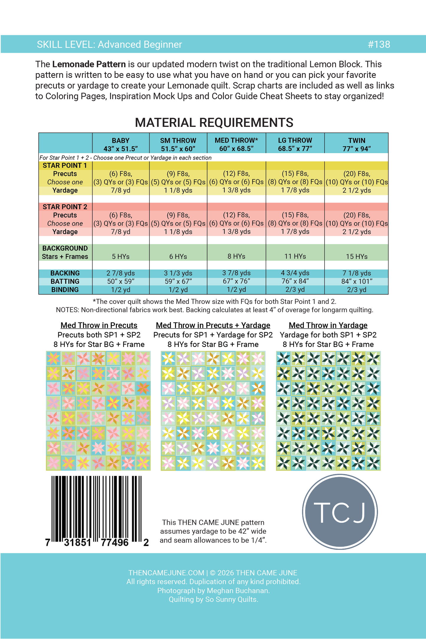 Lemonade Quilt Pattern - PDF