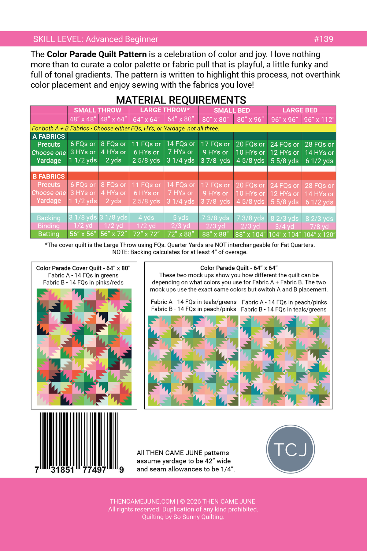 Color Parade Quilt Pattern - PDF