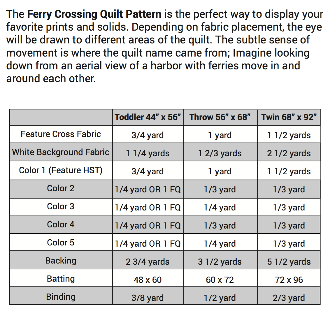 Ferry Crossing Quilt Pattern - Printed