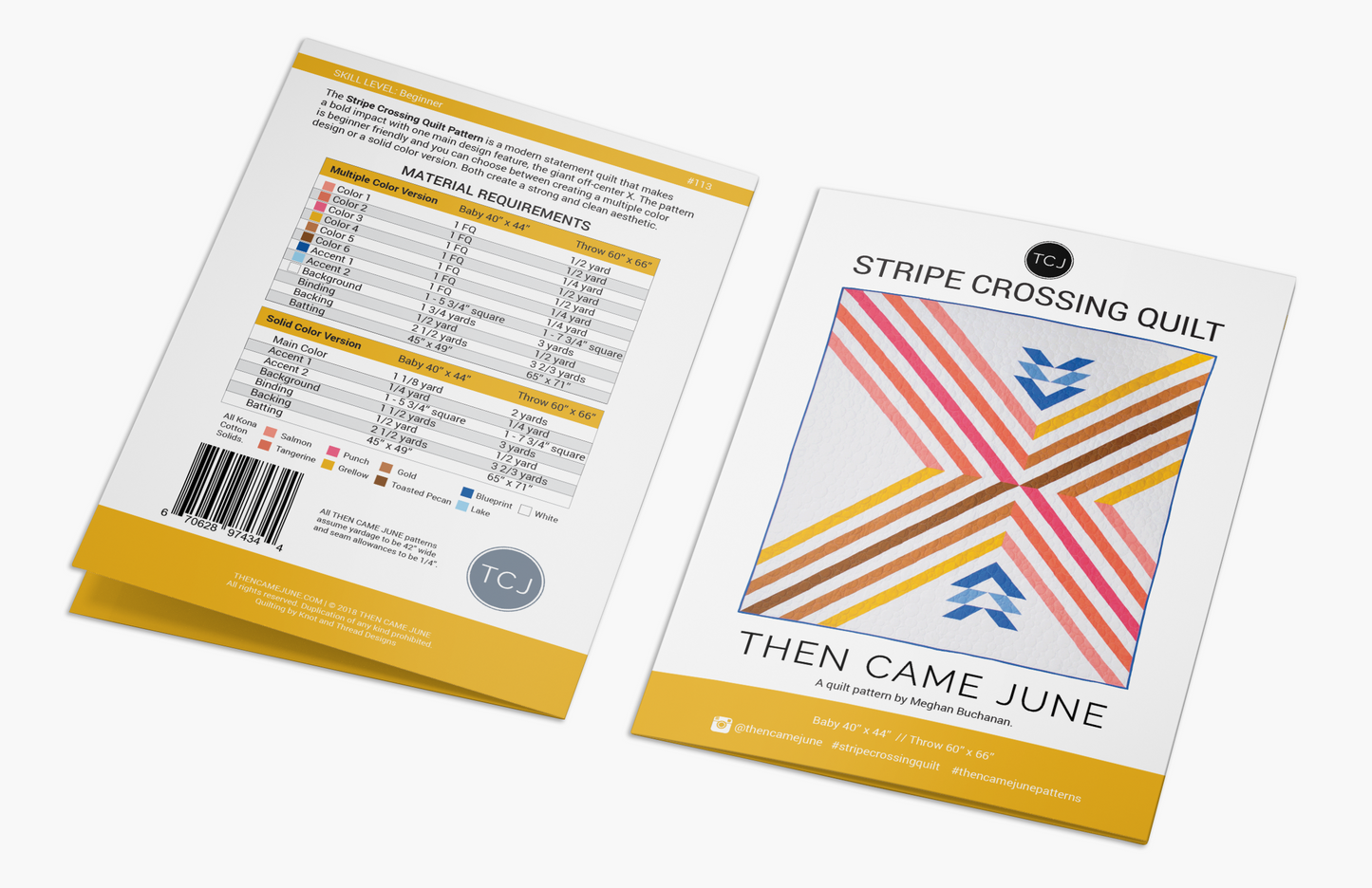 Stripe Crossing Quilt Pattern - Printed